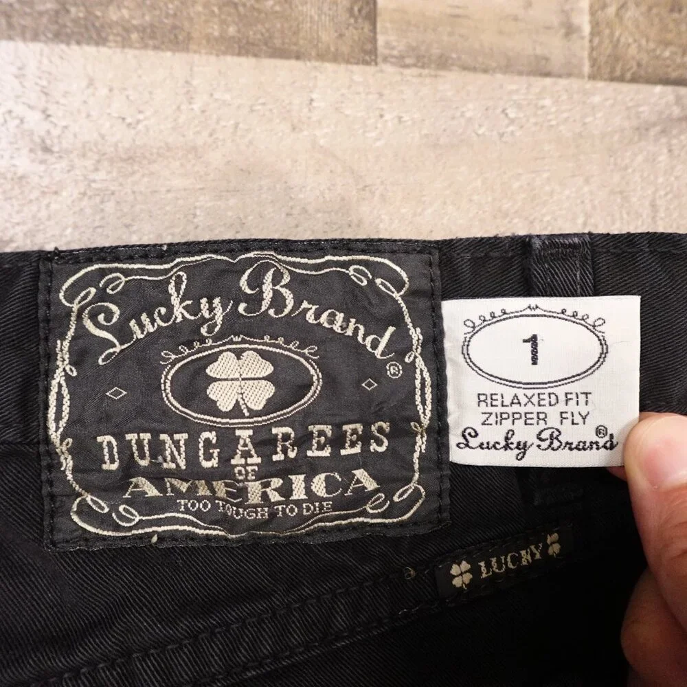 Lucky Brand Dungarees Relaxed Fit Black‎ Jeans - Size 36 American Made Vintage